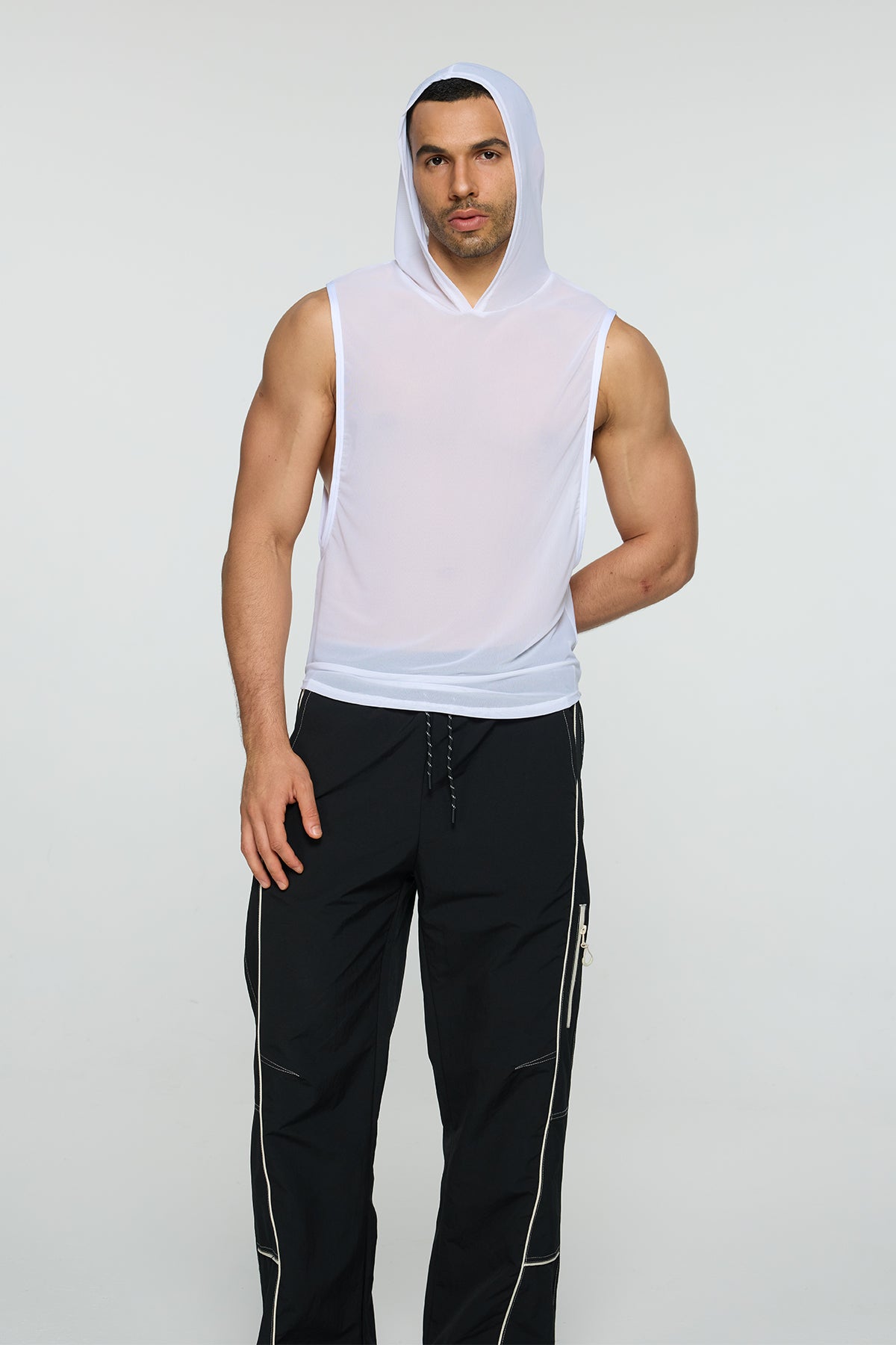 Obsidian Zero Sleeveless Mesh Hooded Top White
