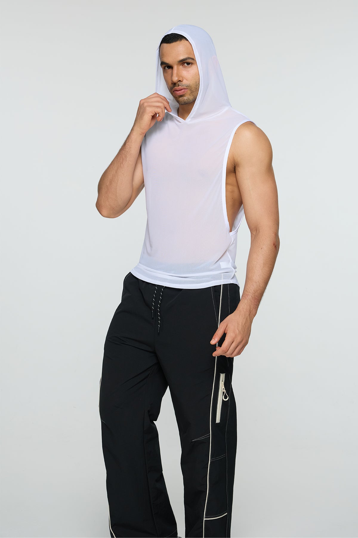 Obsidian Zero Sleeveless Mesh Hooded Top White