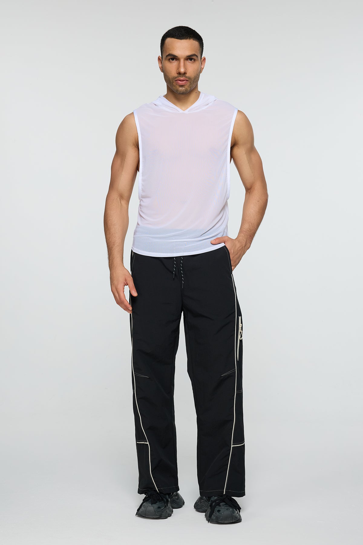 Obsidian Zero Sleeveless Mesh Hooded Top White