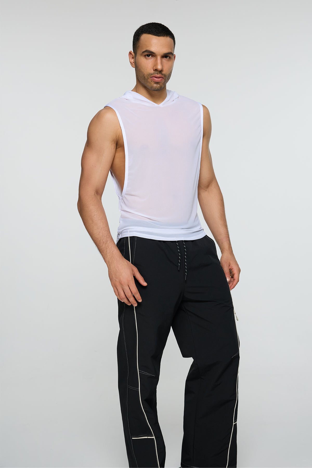 Obsidian Zero Sleeveless Mesh Hooded Top White