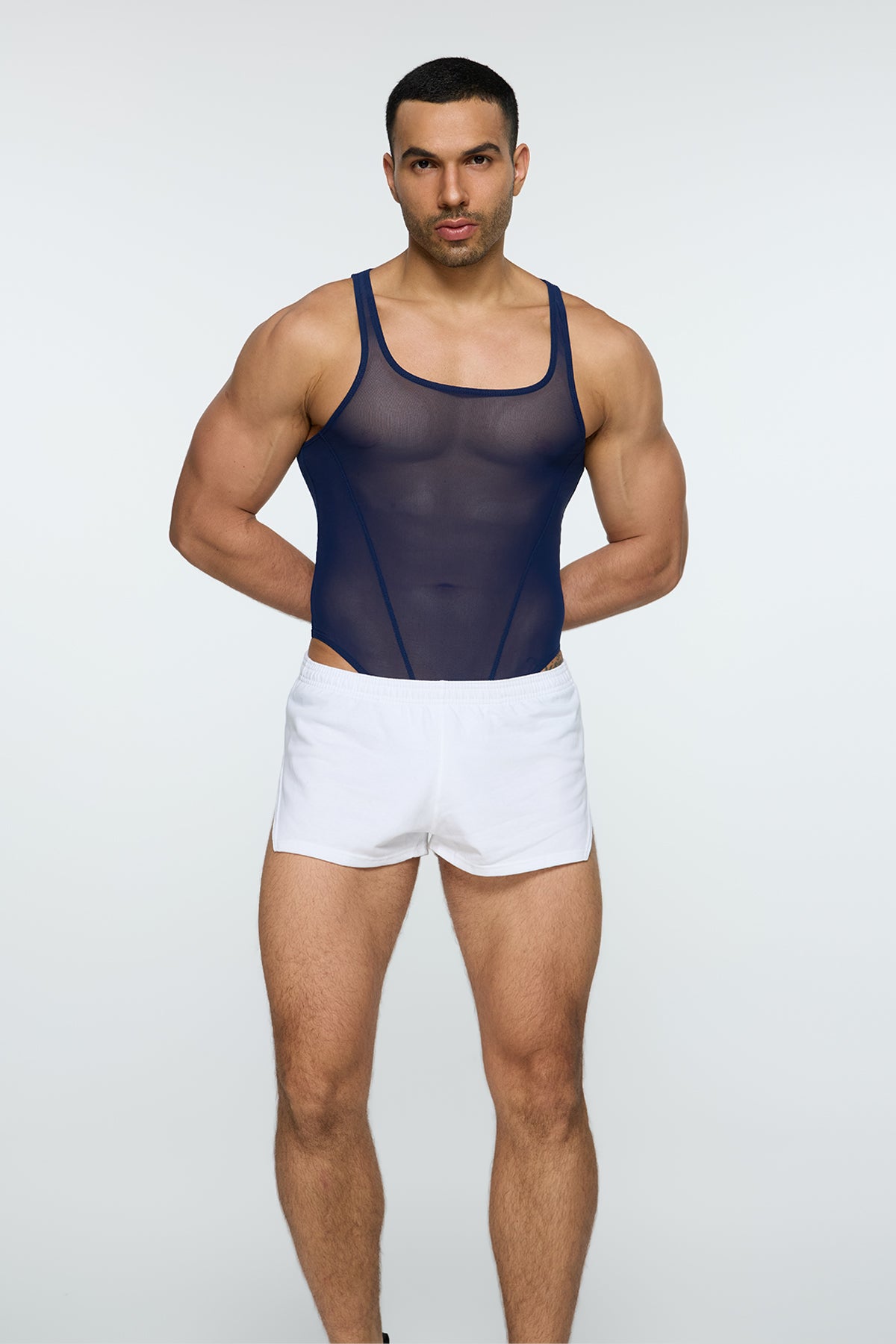 Einteiliger Mesh-Body Blau