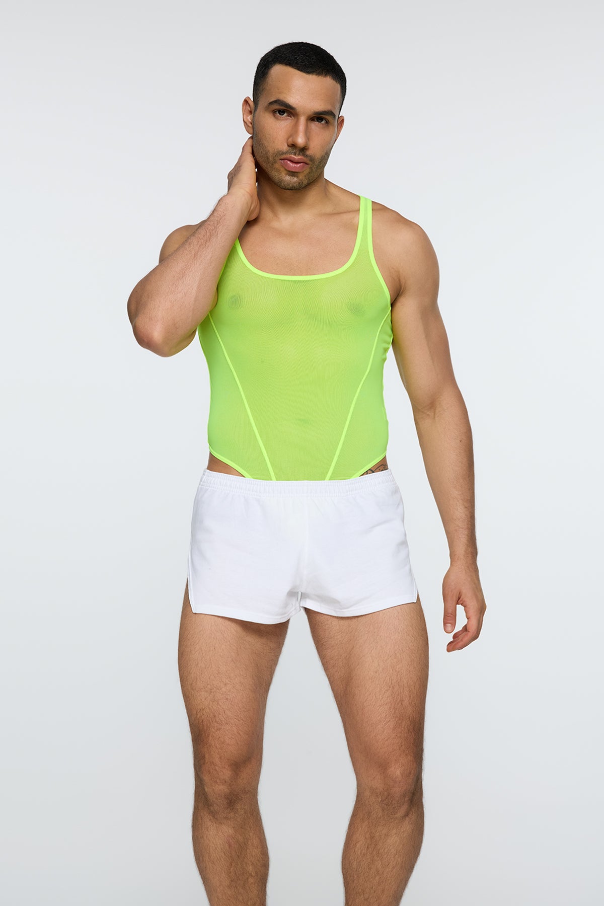 Einteiliger Mesh-Body Grün