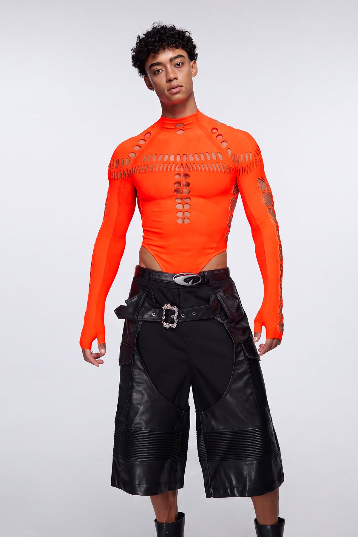One System Cutout Long Sleeve Bodysuit Orange