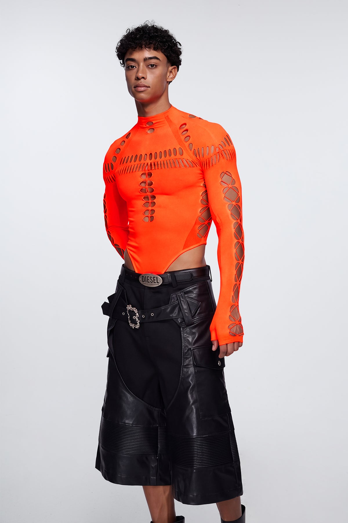 One System Cutout Long Sleeve Bodysuit Orange