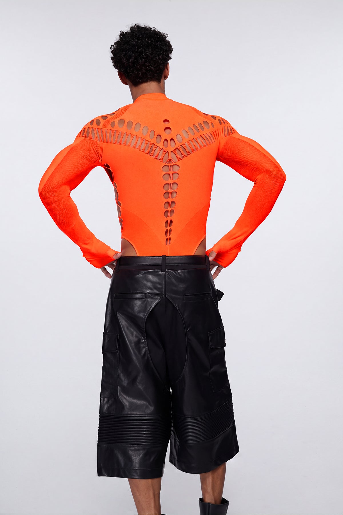 One System Cutout Long Sleeve Bodysuit Orange