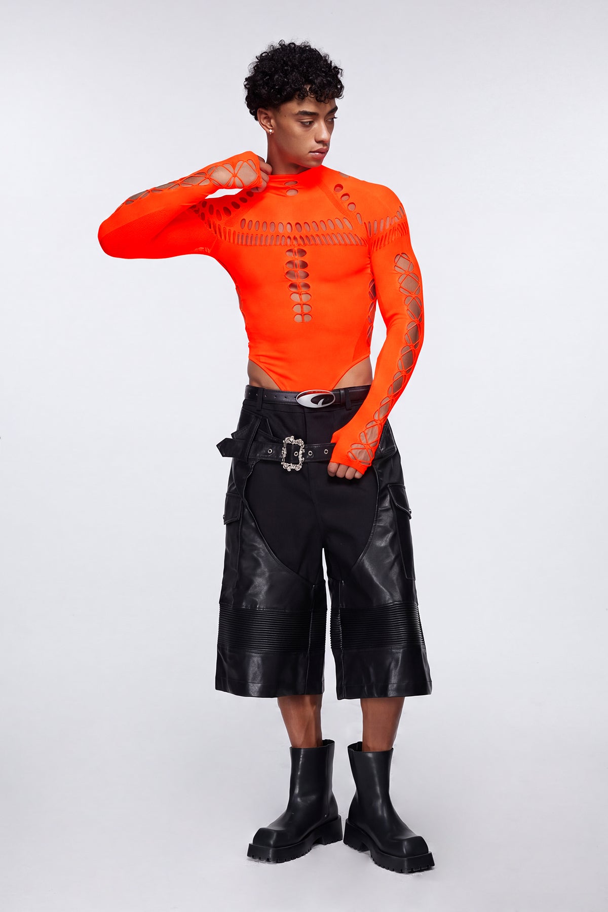One System Cutout Long Sleeve Bodysuit Orange