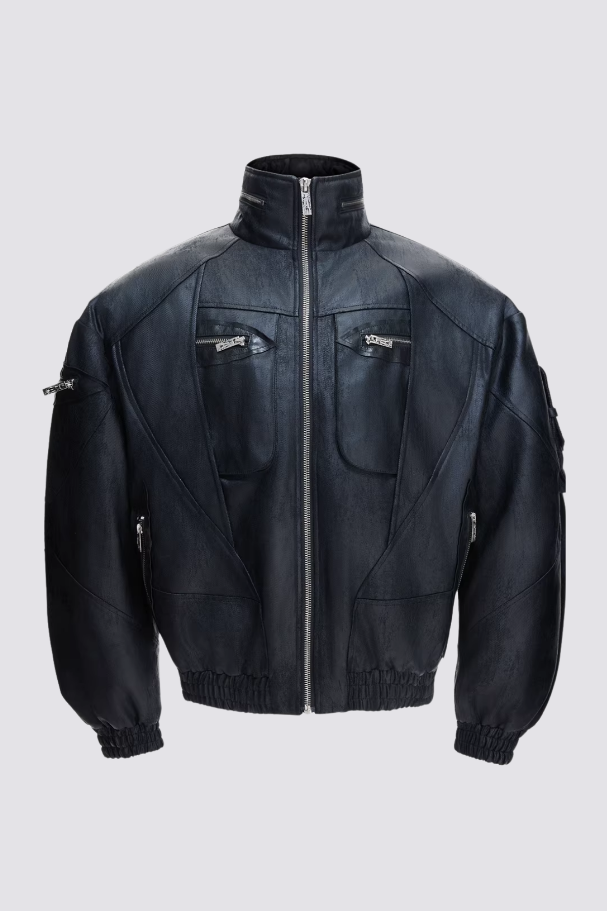 Onyx Lock Deconstructed Leather Jacket