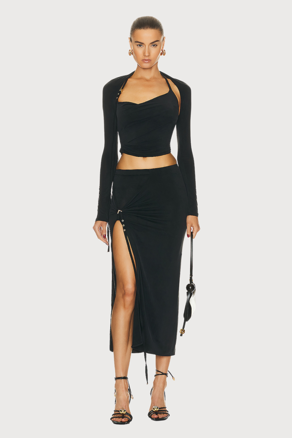 Opaque Mood Draped Split Skirt