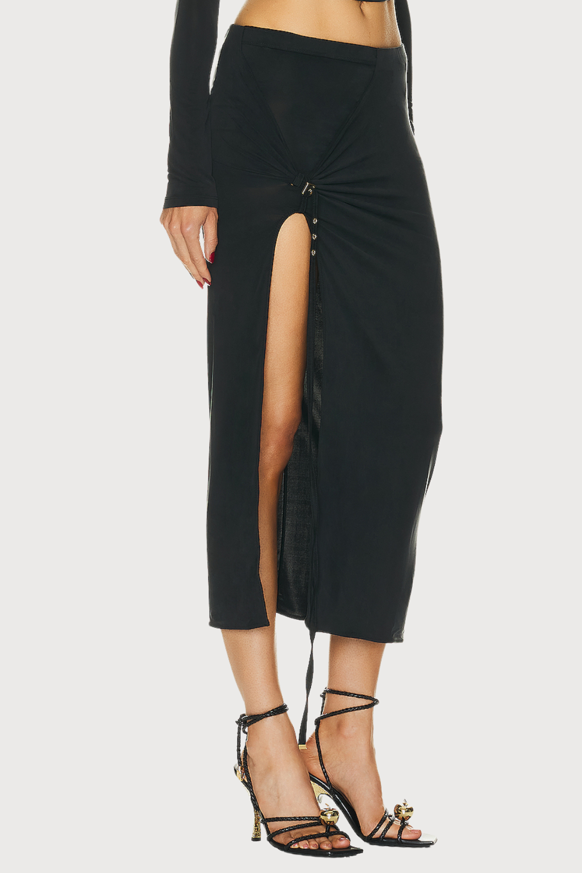 Opaque Mood Draped Split Skirt