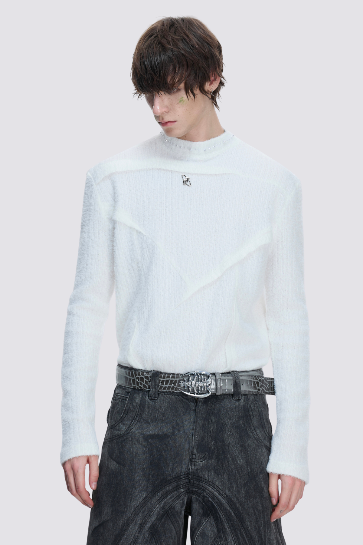 Opaque Stillness Long Sleeve Pearl Top White