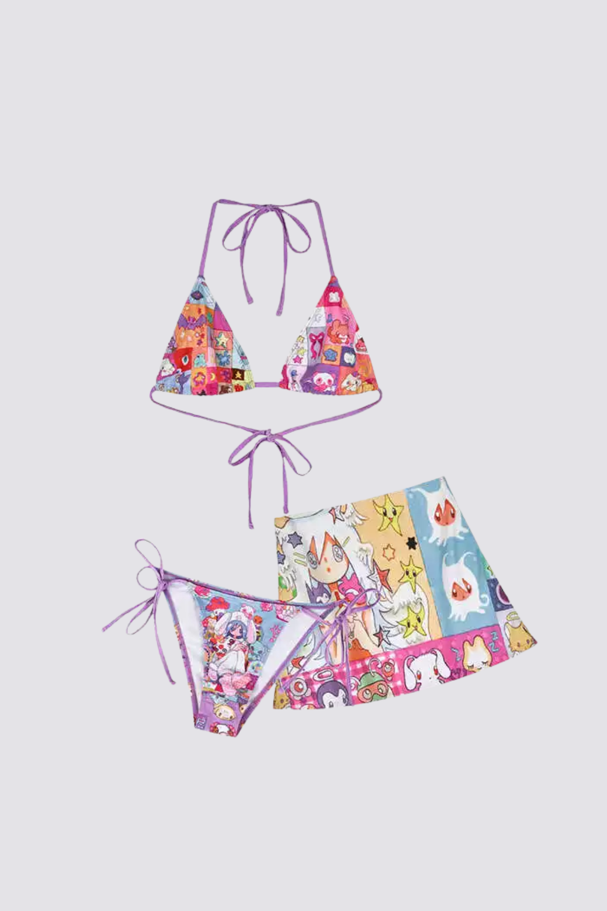 Open Color Print Skirt Set