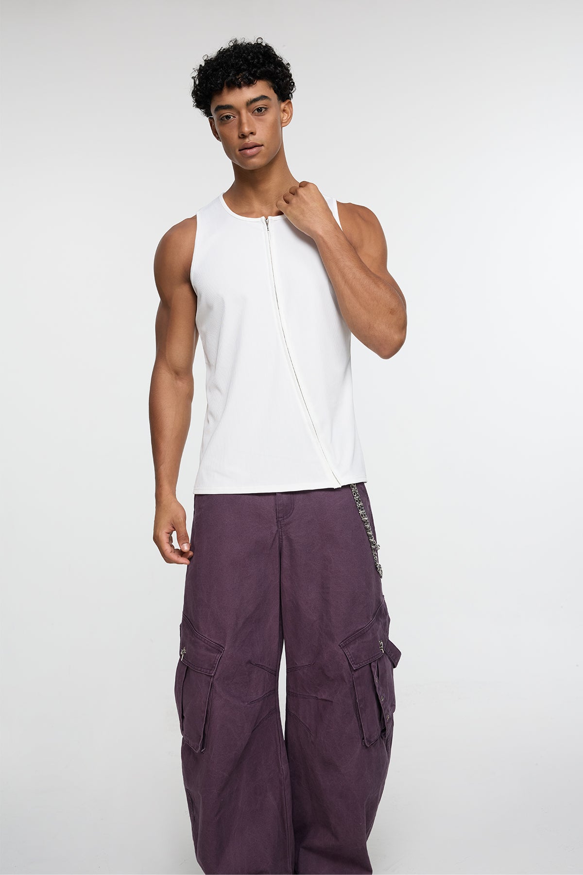 Open Incline Zipper Tank Top