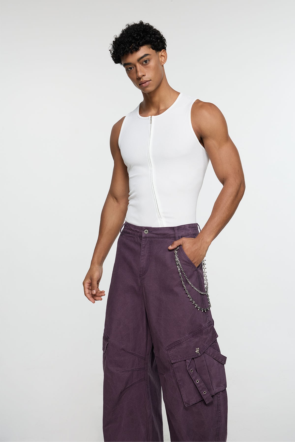 Open Incline Zipper Tank Top