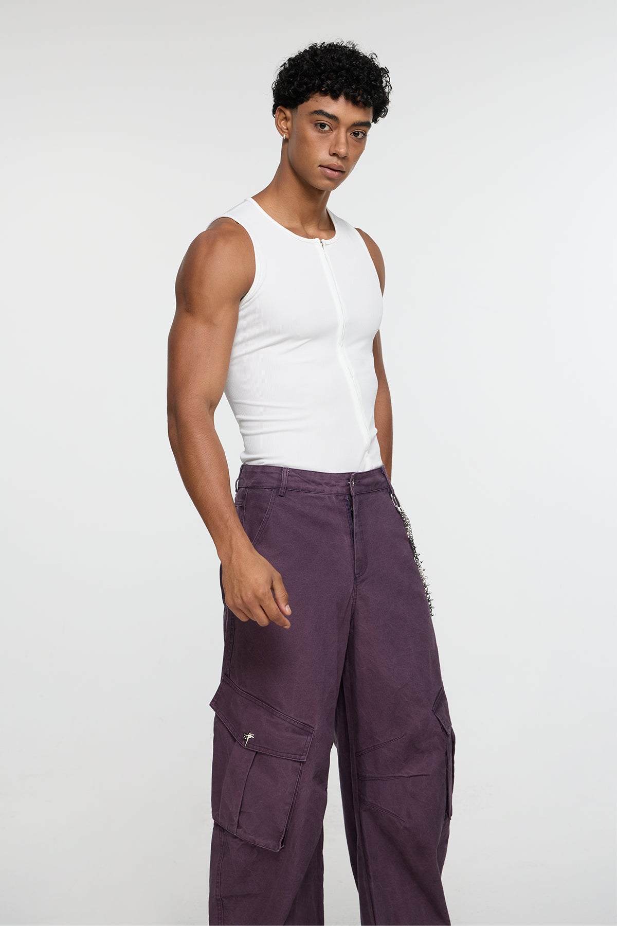 Open Incline Zipper Tank Top