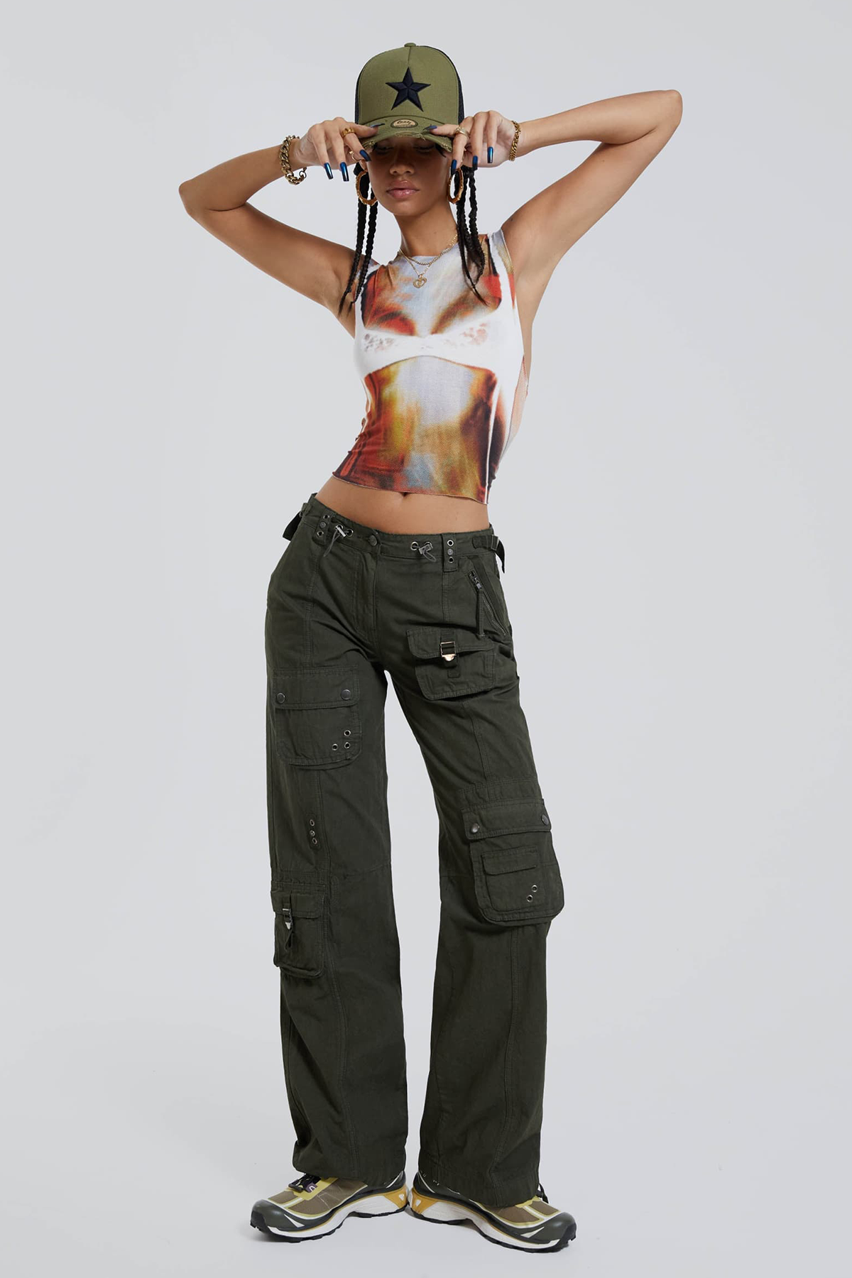 Open Form Print Sleeveless Top