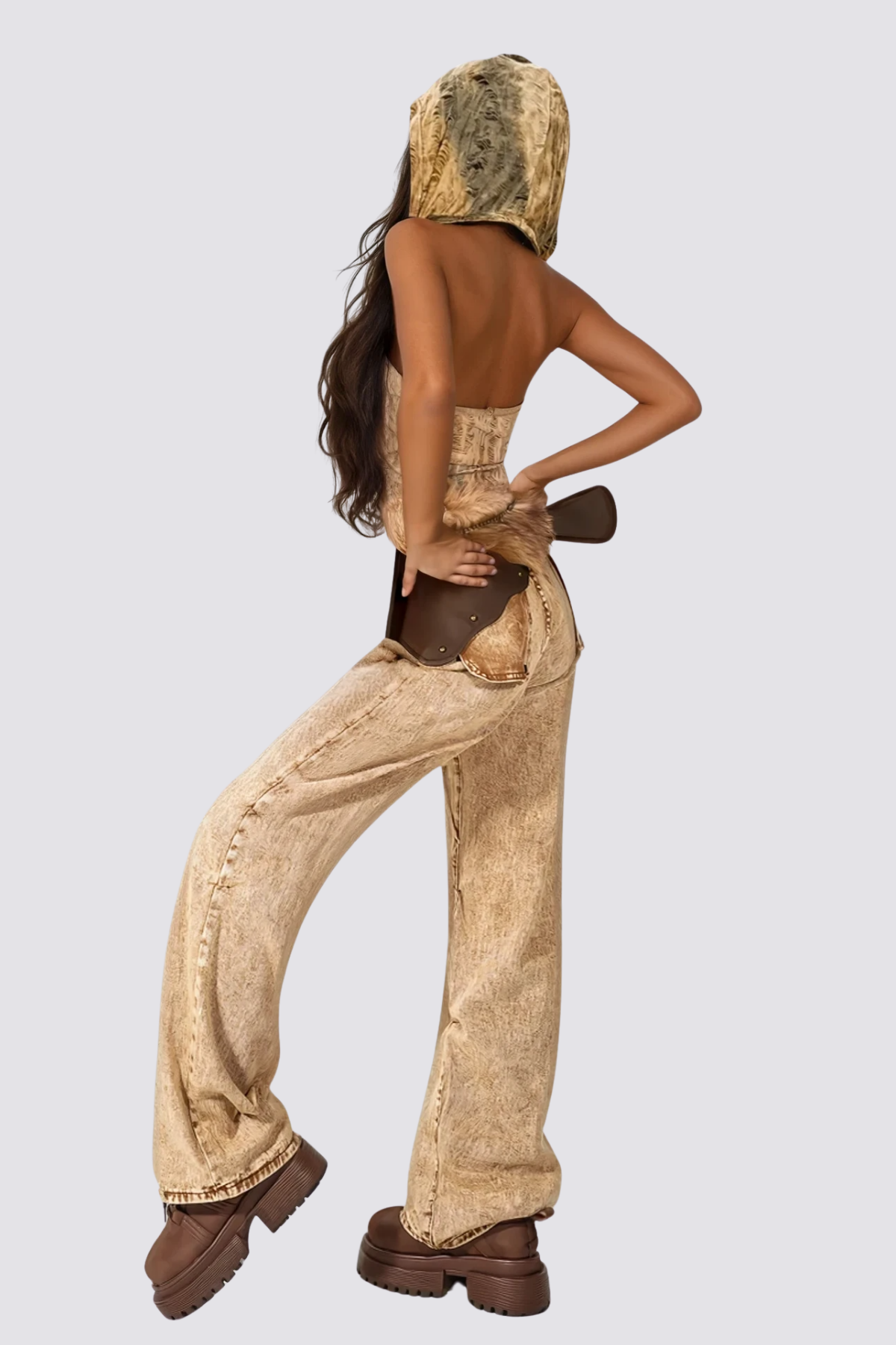 Open Spine Backless Hooded Top