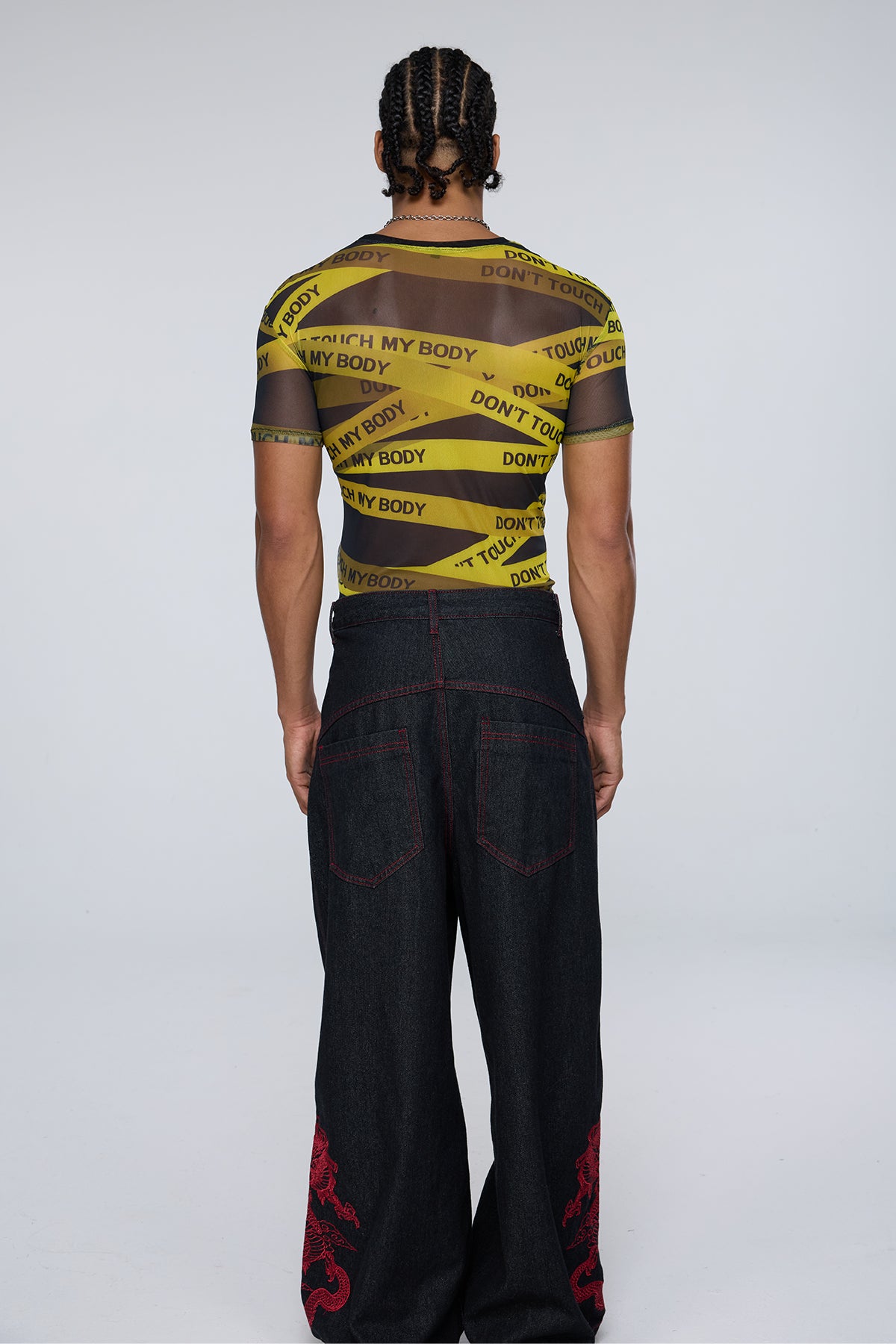 Overlap Design Mesh Print T-Shirt