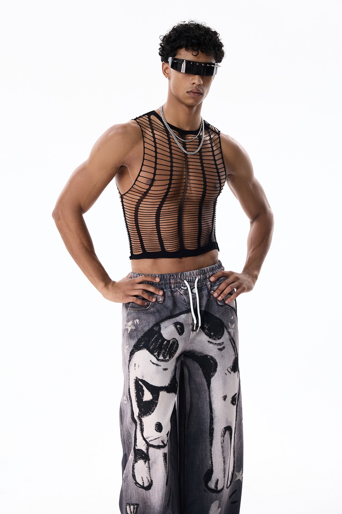 Pale Frame Crop Cutout Pants Set