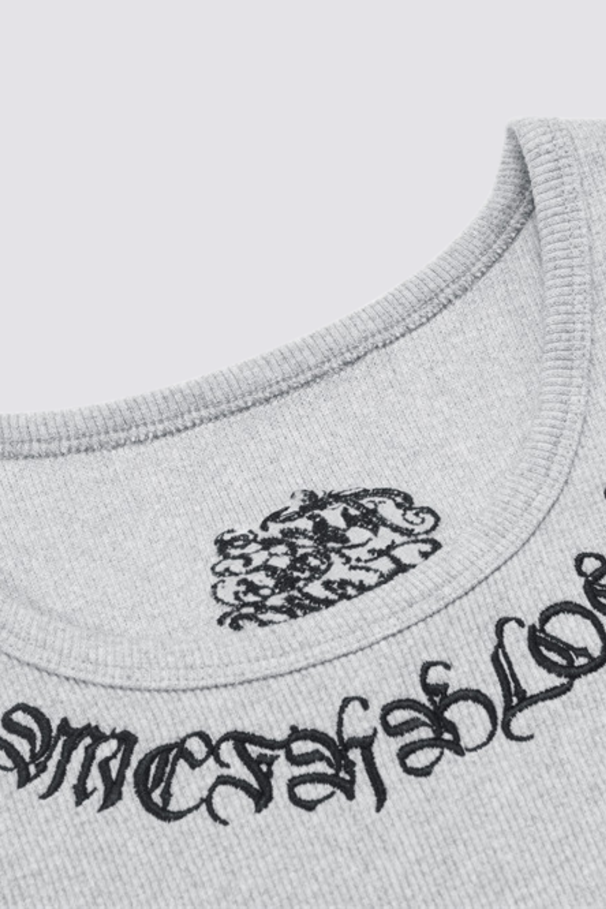 Pale Frame Embroidery Sleeveless Top Grey