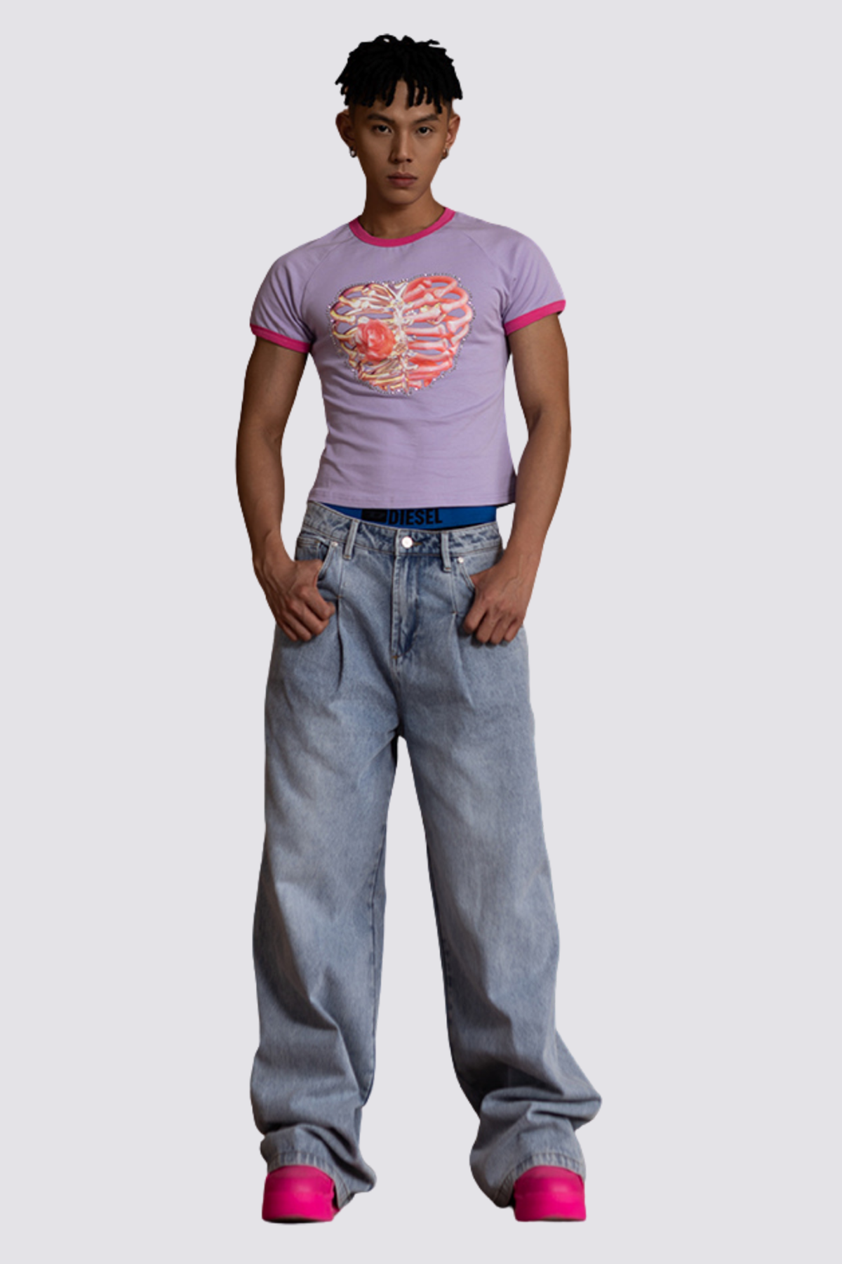 Pale Signal Print Diamond Top