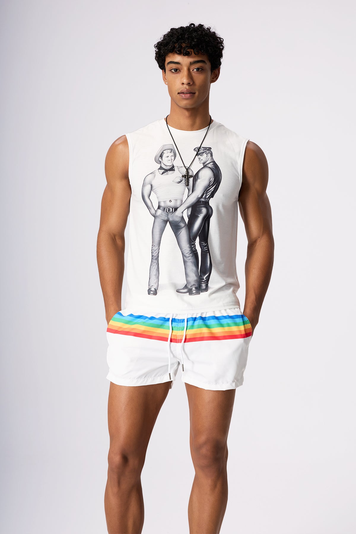 Pale Symbol Print Sleeveless Top