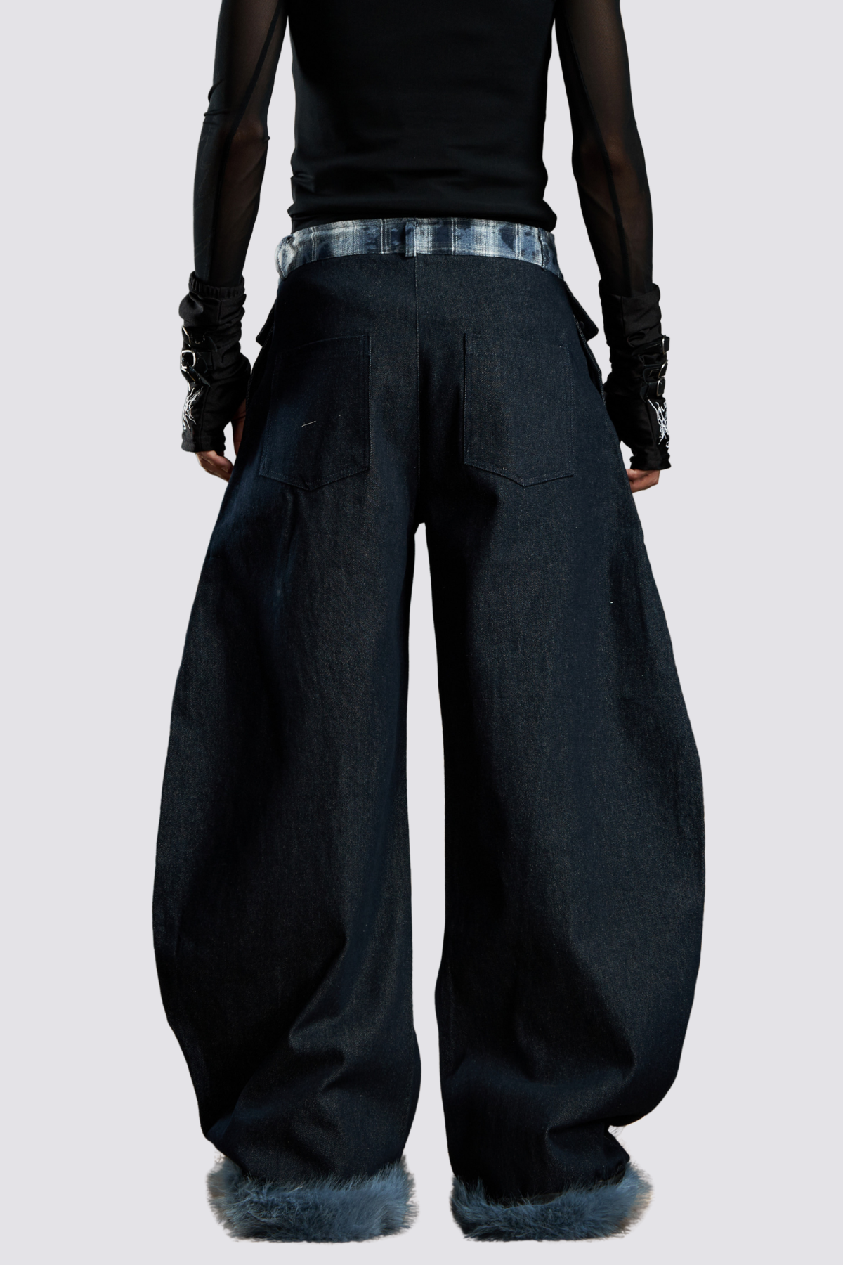 Path Fire Fur Barrel Jeans Blue