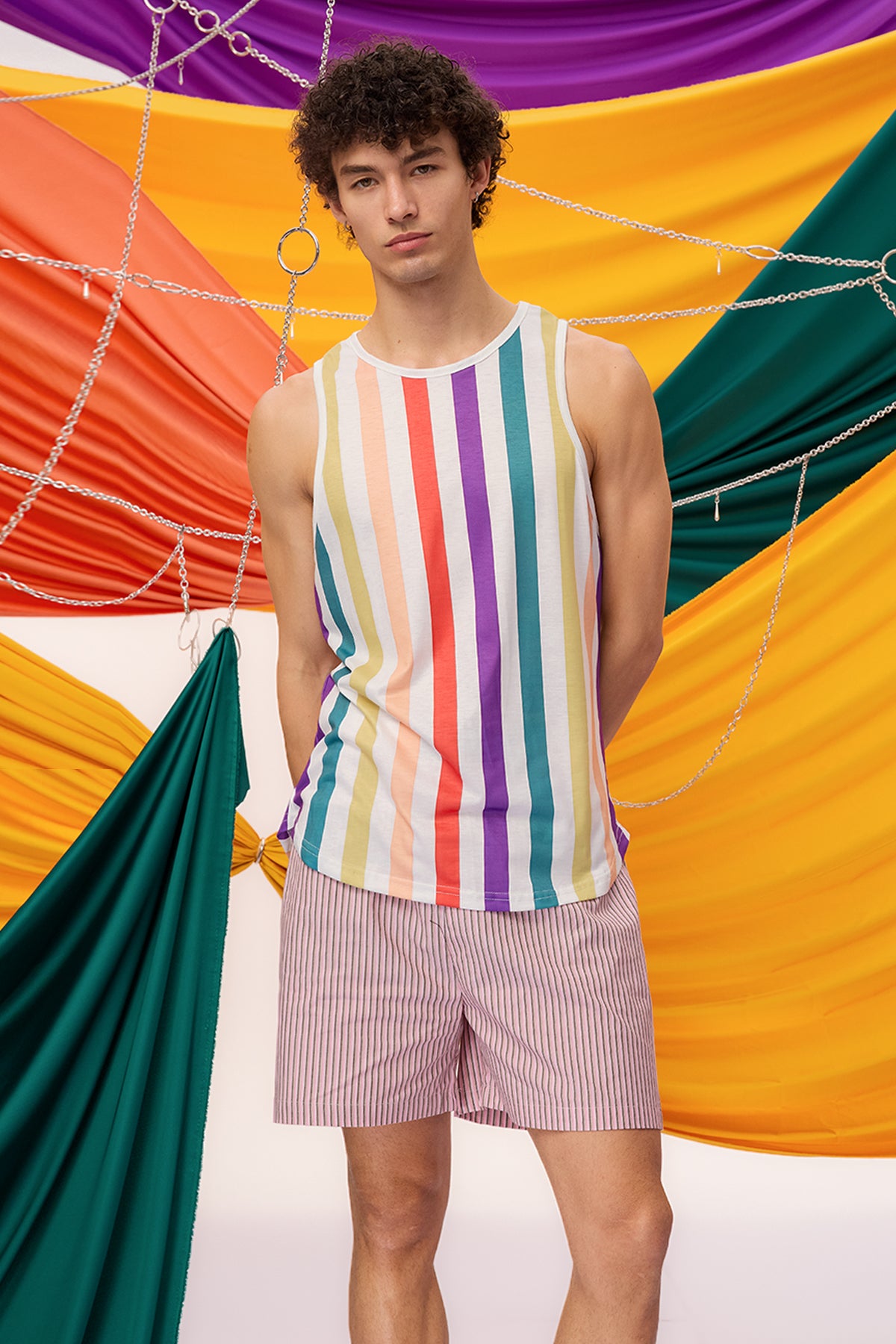 Peace Glow Sleeveless Stripe Top