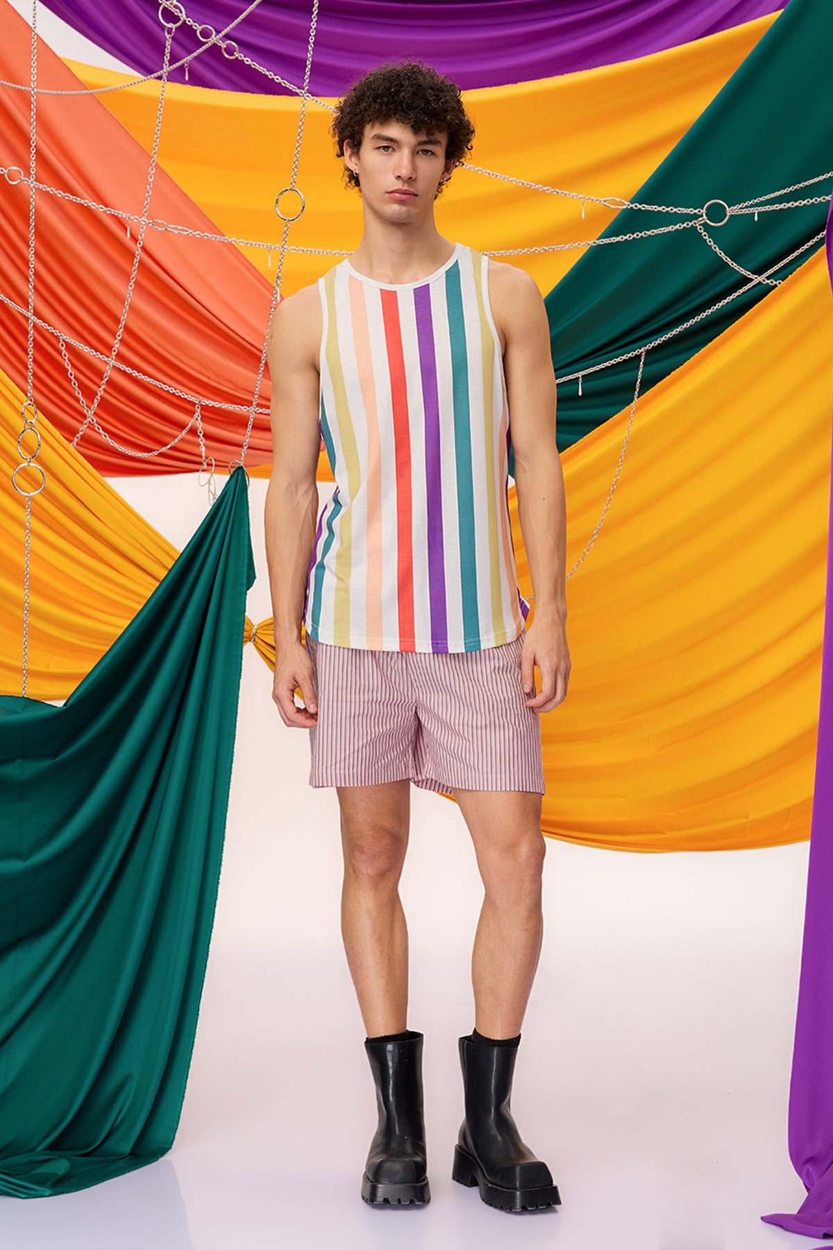 Peace Glow Sleeveless Stripe Top