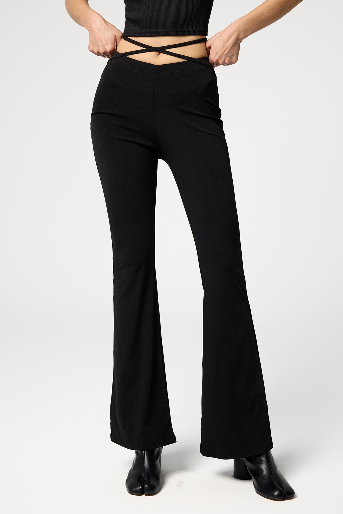 Pearl Bootcut Lace Up Low Rise Pants