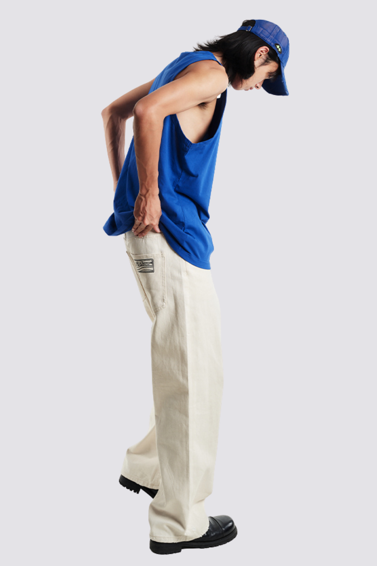 Petal Flame Devil Print Sleeveless Top Blue