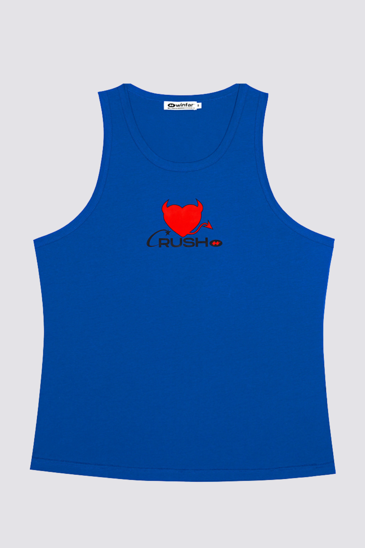 Petal Flame Devil Print Sleeveless Top Blue