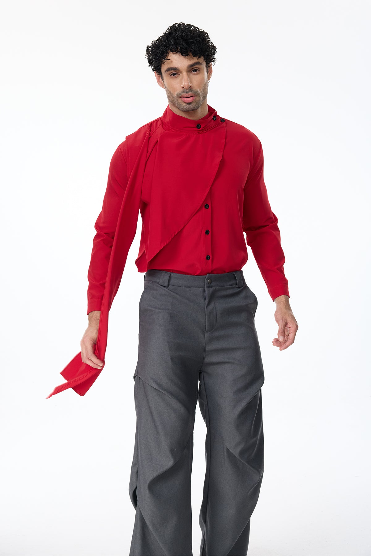 Pitch Uniform Scarf Tie Neck Shirt Red