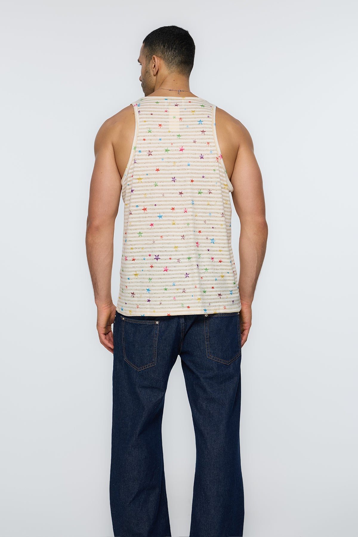 Pixel Snap Cutout Star Print Tank Top