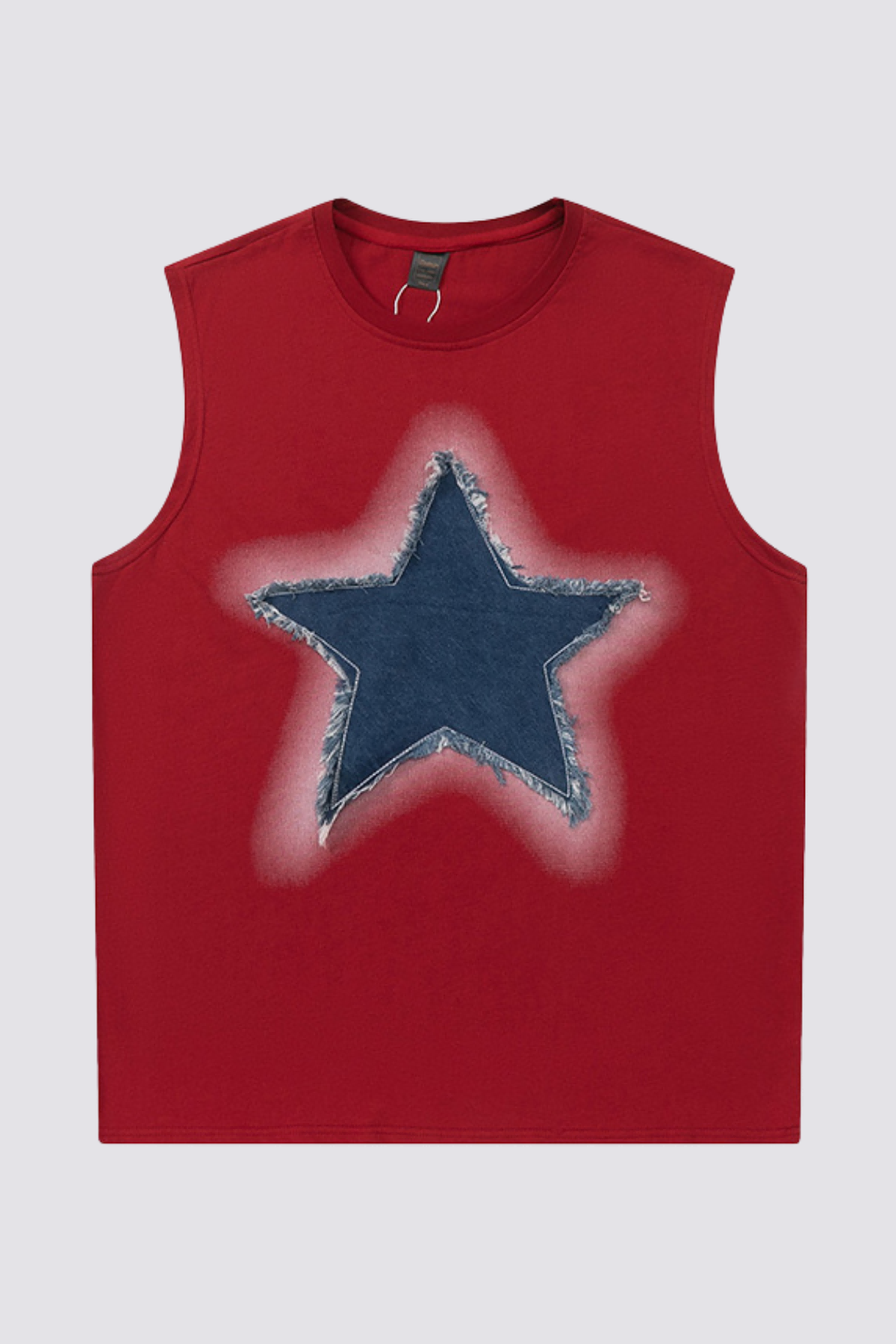 Plain Hue Star Sleeveless Top Red