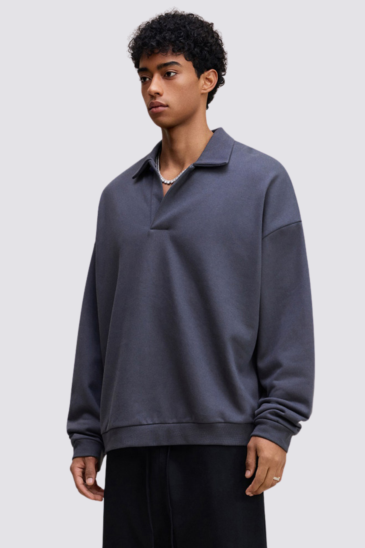 Plain Obscurity Long Sleeve Top Charcoal Grey