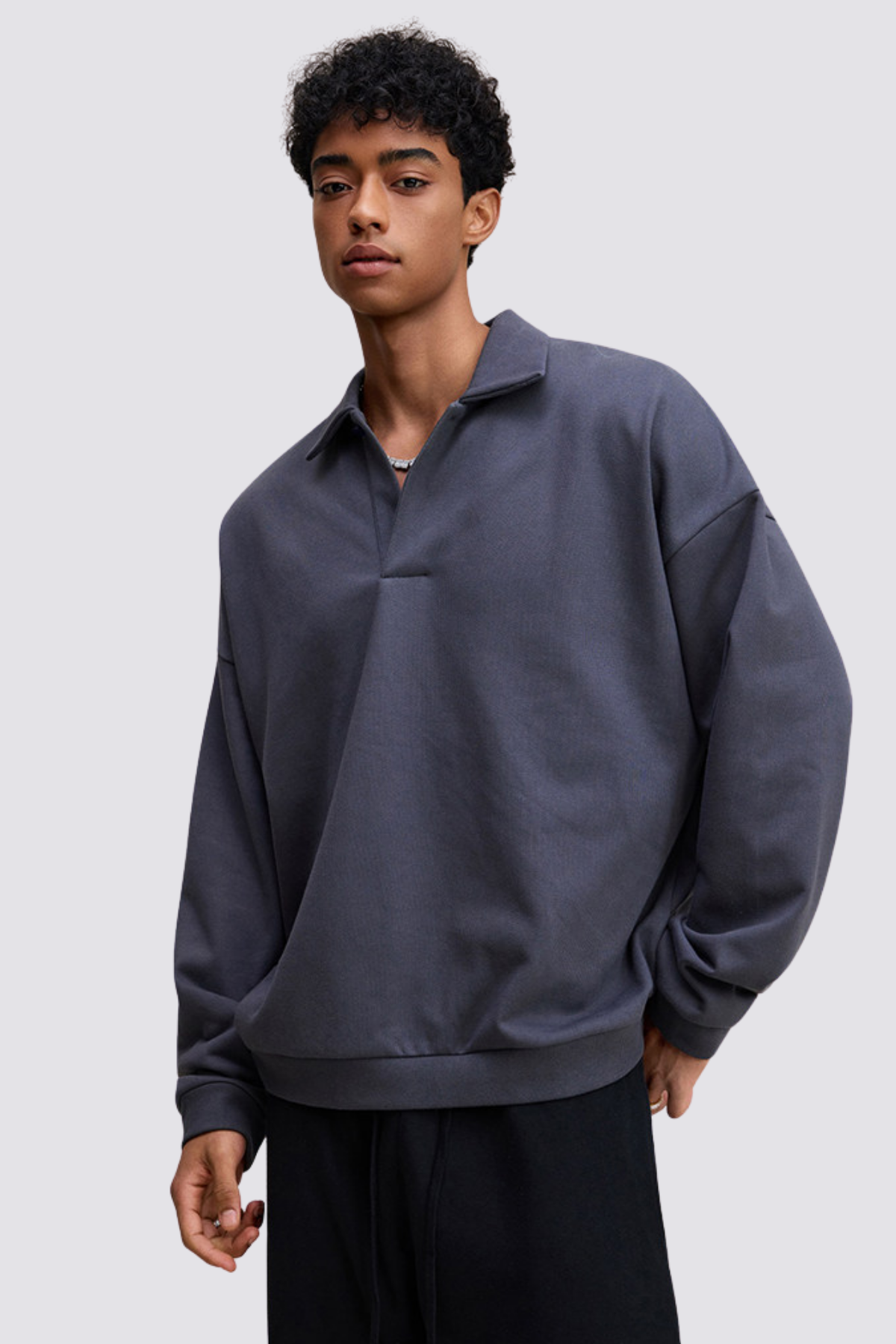 Plain Obscurity Long Sleeve Top Charcoal Grey