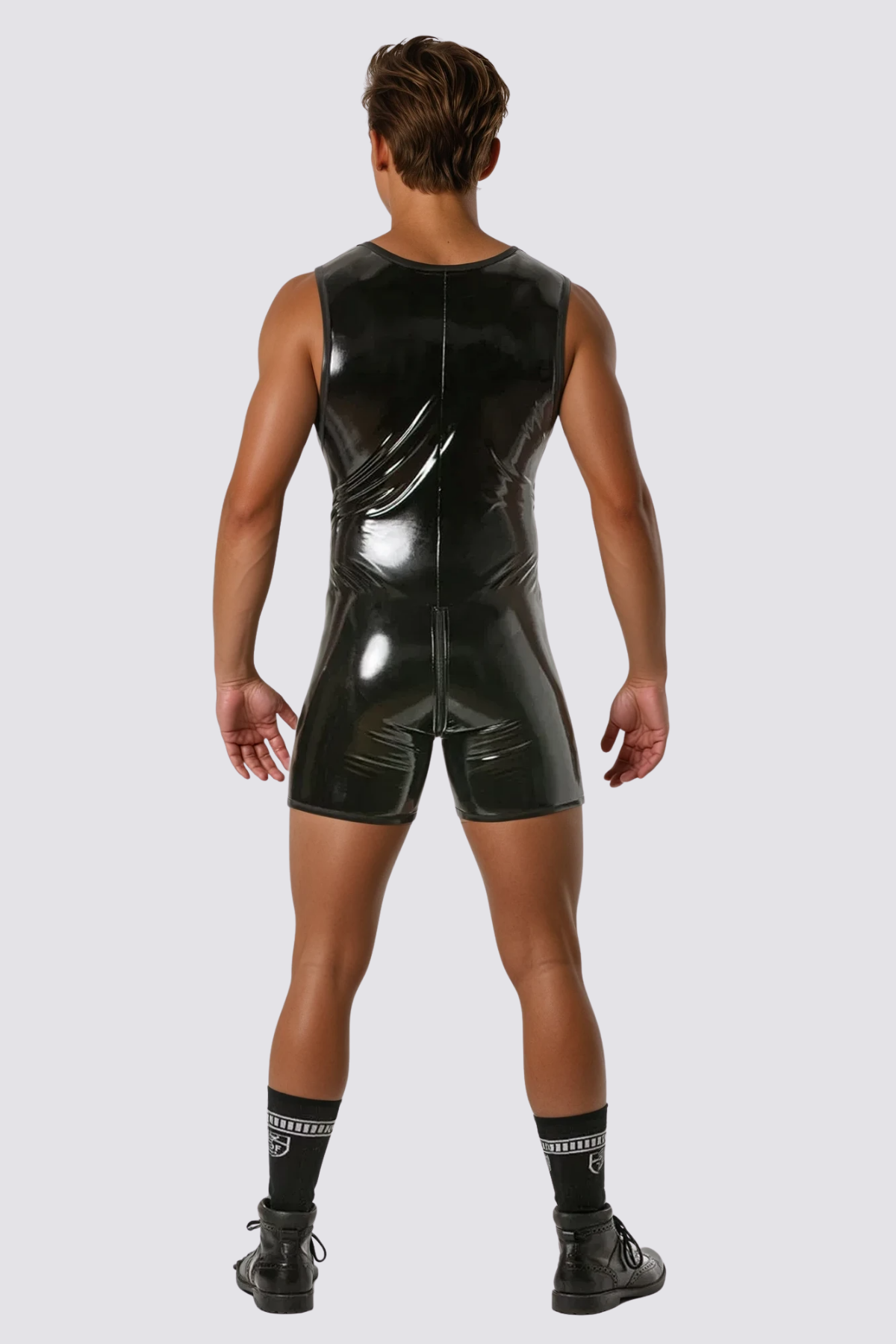 Power Bind Sleeveless Metallic Zipper Playsuit