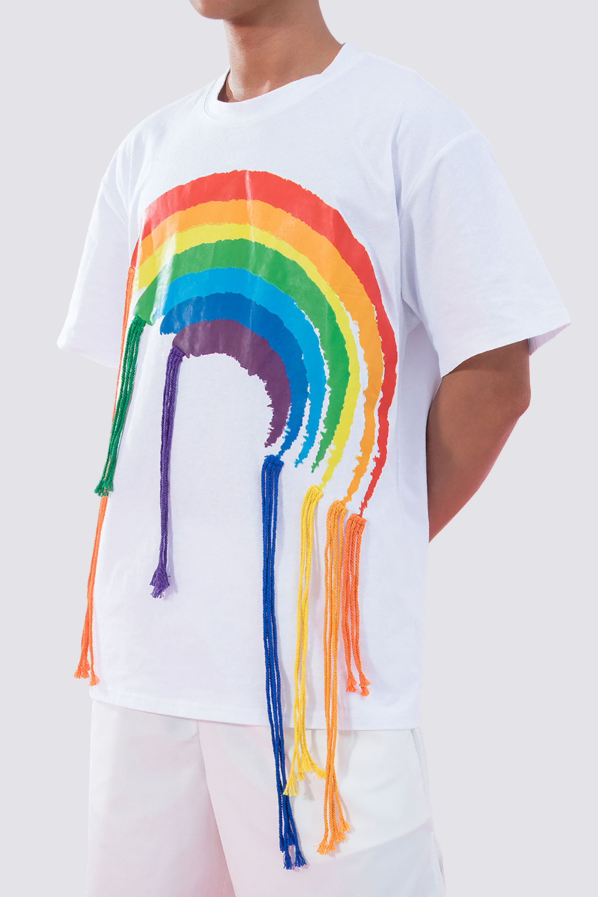 Power Hue Print Fringe Top White