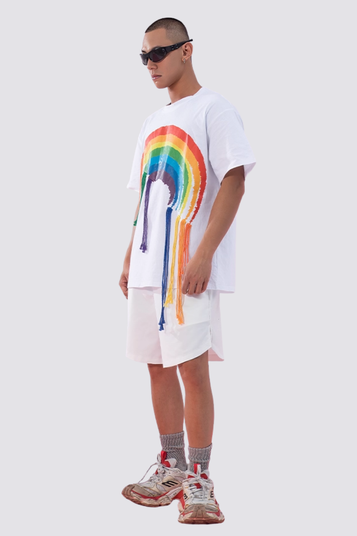 Power Hue Print Fringe Top White