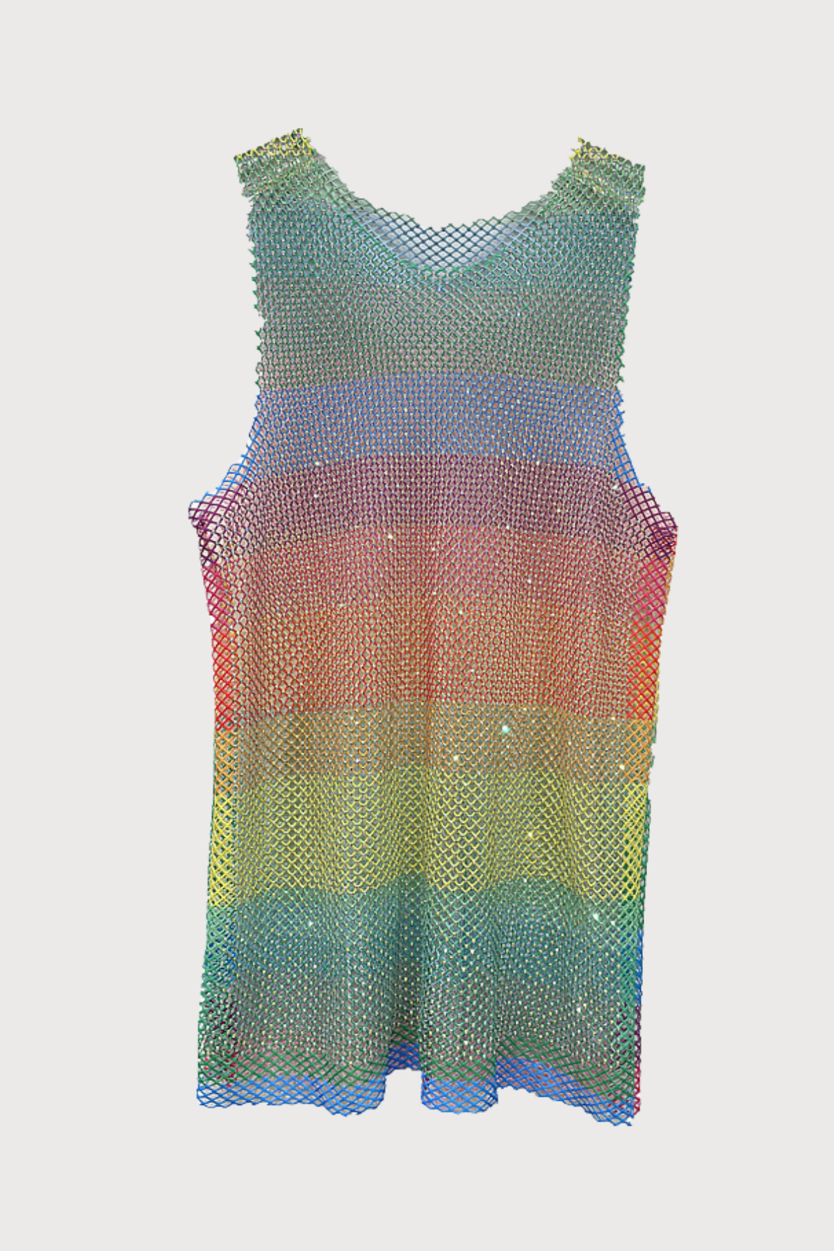 Pride Bloom Rhinestone Mesh Sleeveless Top