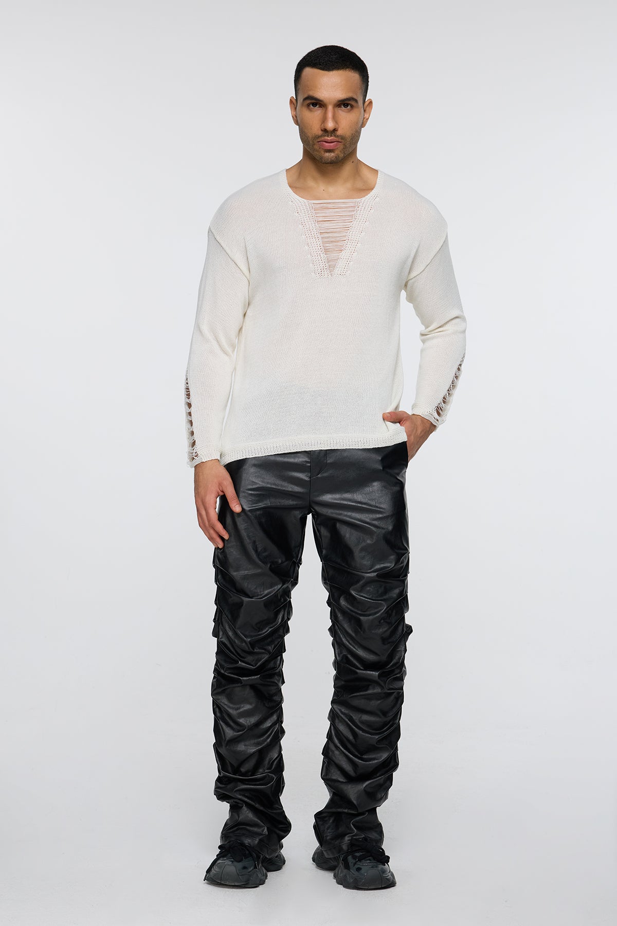 Prime Fleece Knit Cutout Long Sleeve Top