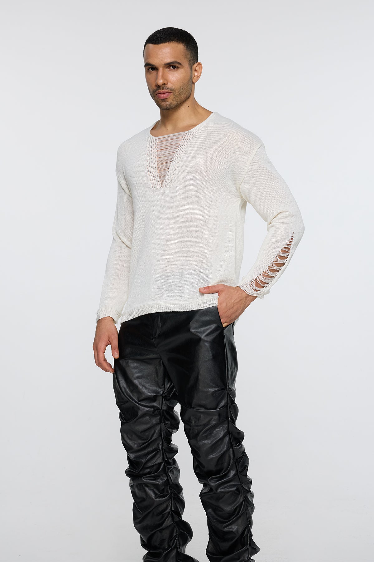 Prime Fleece Knit Cutout Long Sleeve Top
