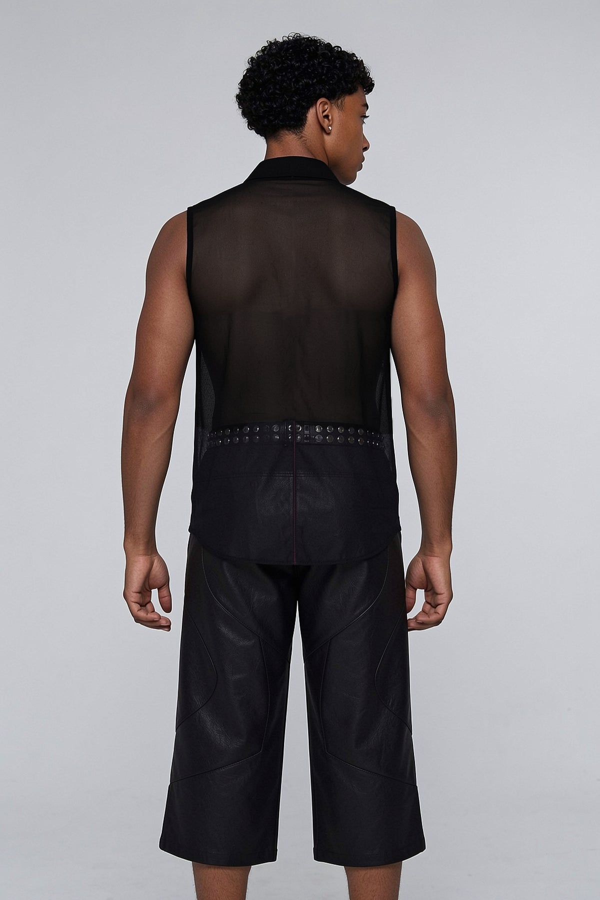 Ärmelloses Prime Flow Netz-Shirt mit Strasssteinen