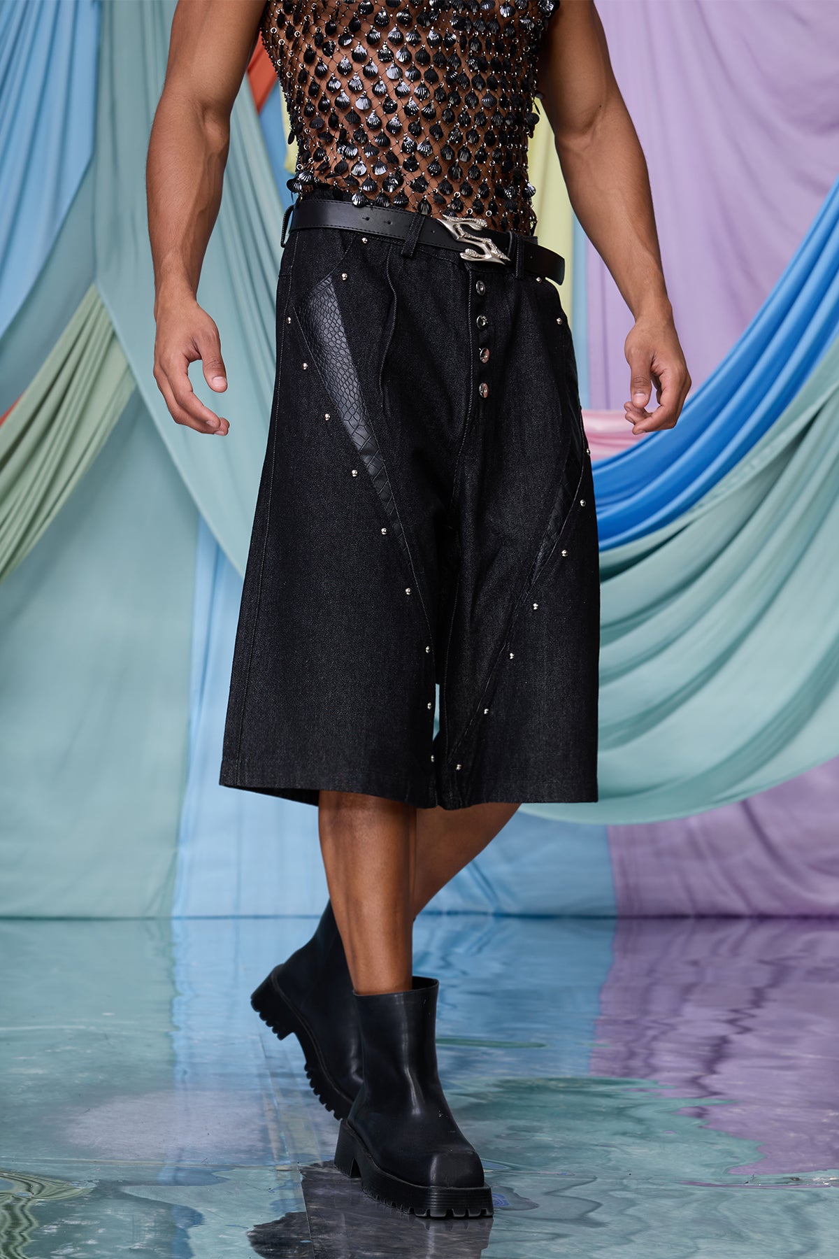 Prime Split Leather Straight Pants