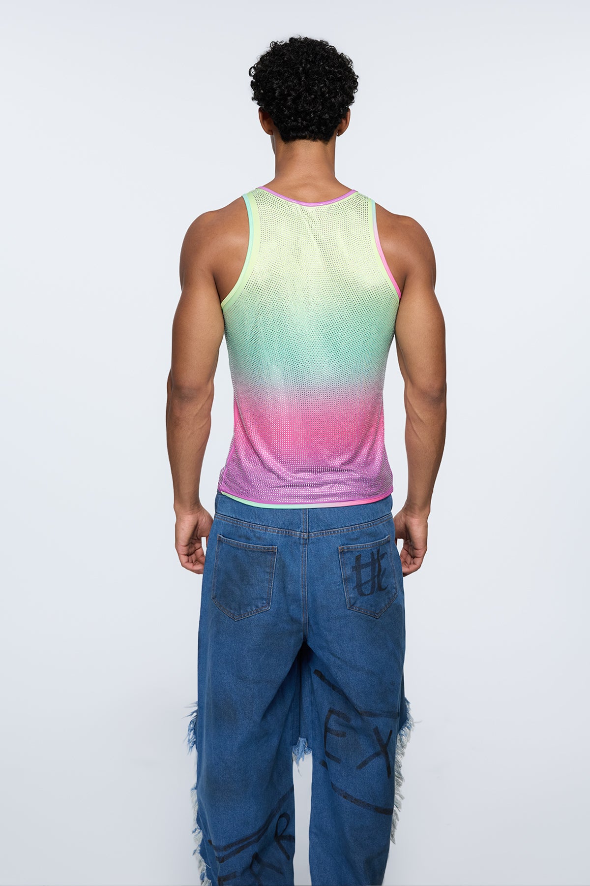 Prismatic Flash Rhinestone Tank Top Multi