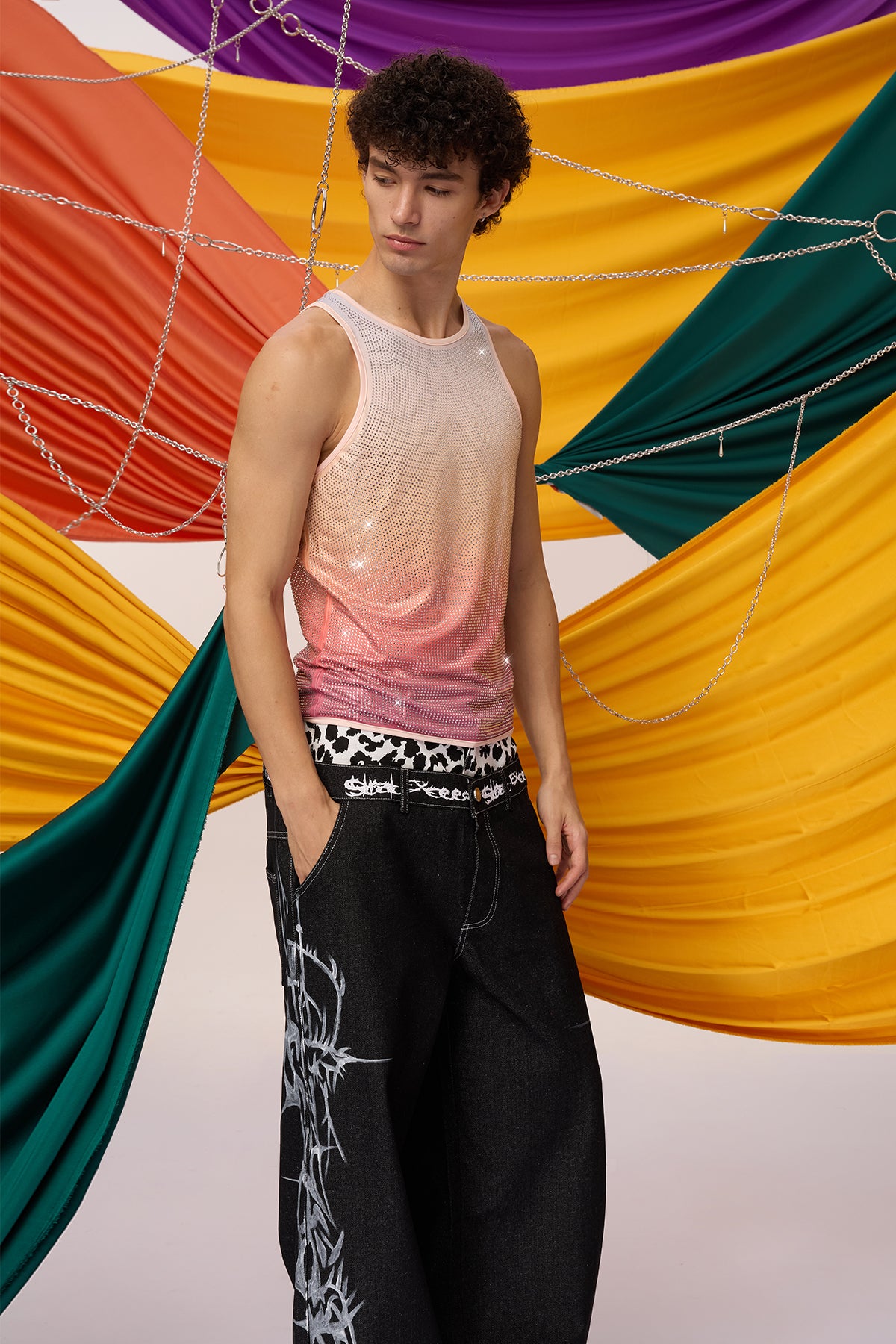 Prismatic Flash Rhinestone Tank Top