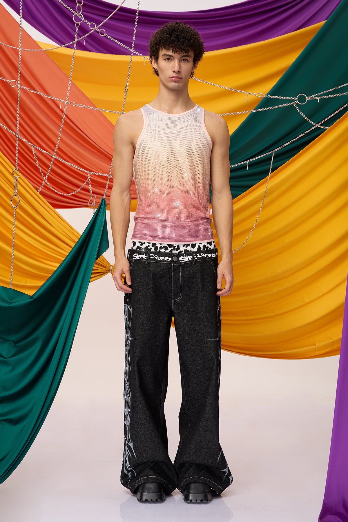 Prismatic Flash Rhinestone Tank Top