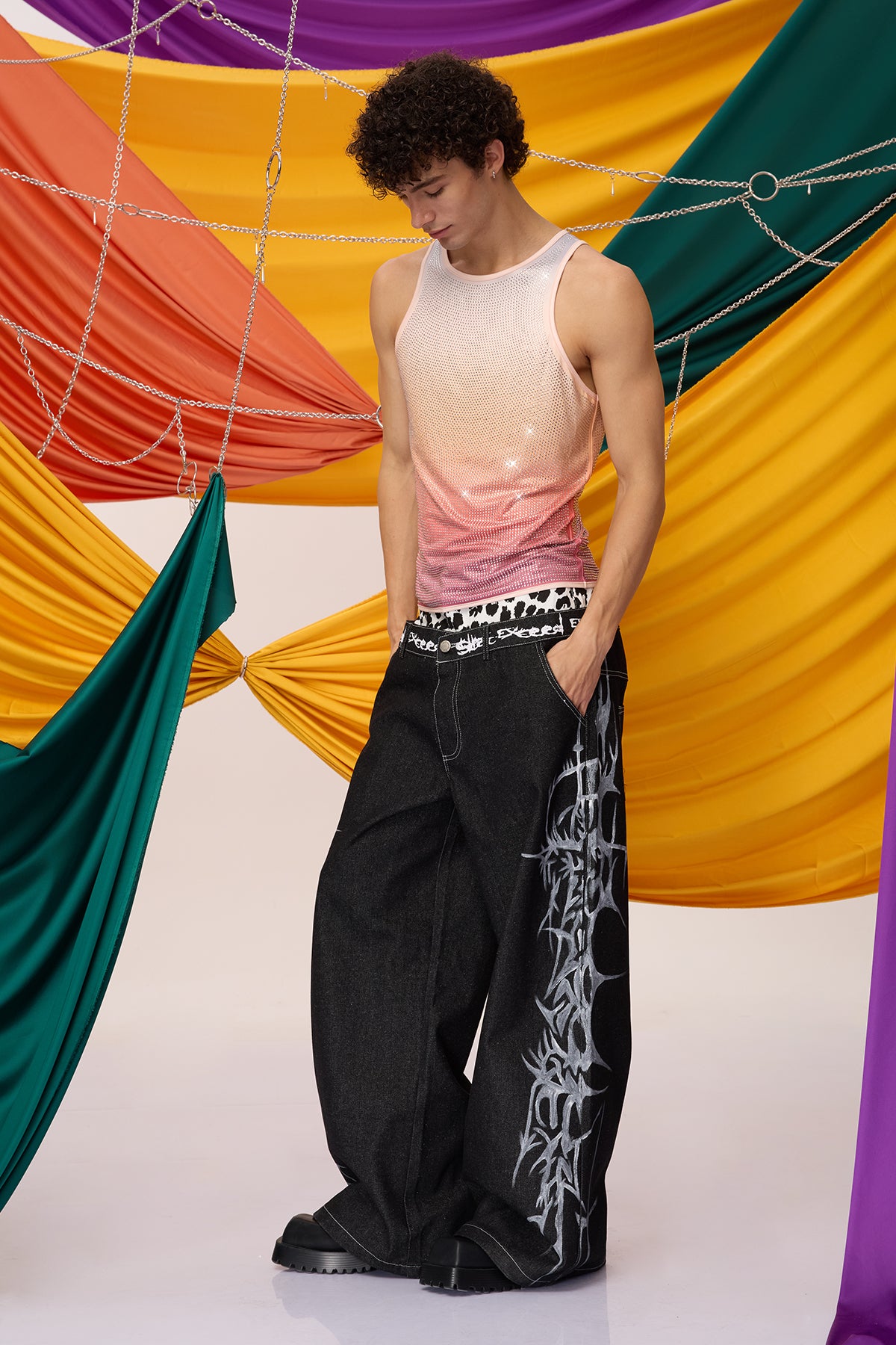Prismatic Flash Rhinestone Tank Top