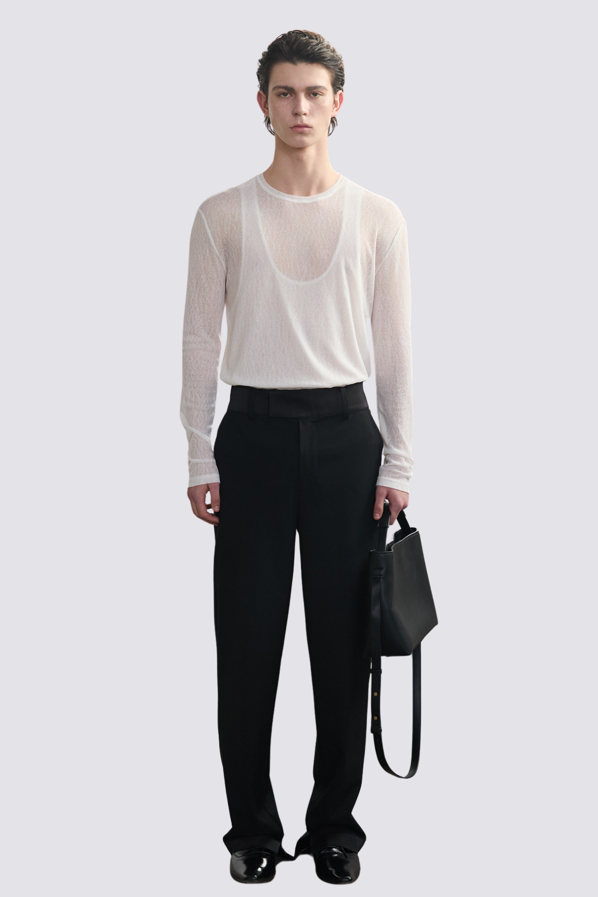 Pulse Net Mesh Long Sleeve Layered Top White