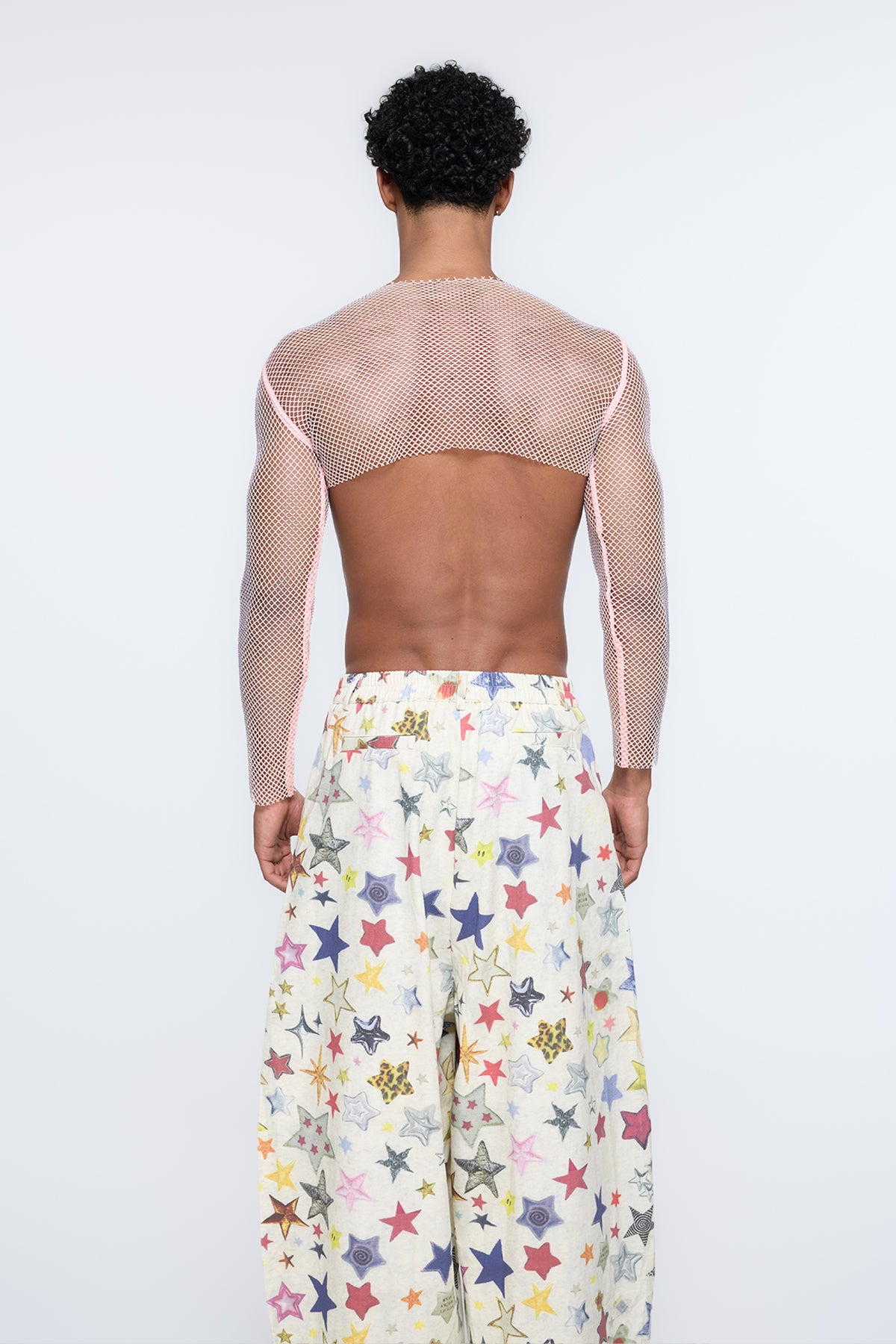 Pulse Stud Rhinestone Mesh Crop Top Pink